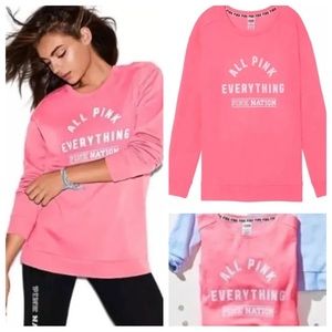 Vs Victorias Secret Pink Campus Crew Sweater Jacket Top Neon Heather Pink S